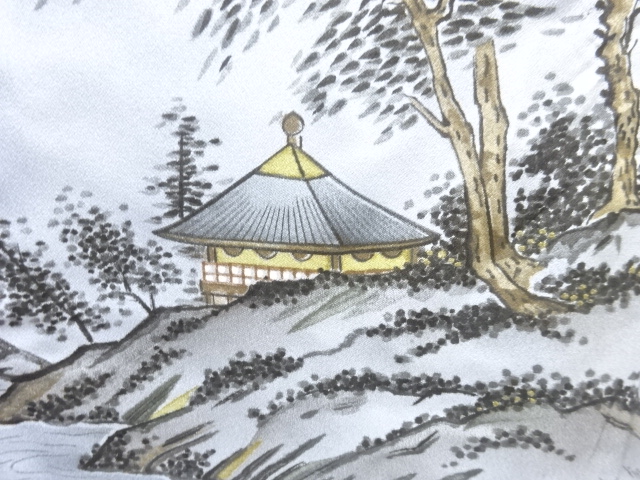 JAPANESE KIMONO / ANTIQUE LANDSCAPE PATTERN MENS JUBAN